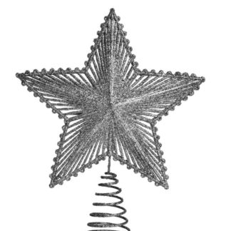 DA32902 Szpic na choinkę w kształcie gwiazdy SREBRNY