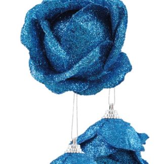DA91084 3 ozdobne kwiaty róży, w kolorze niebieskim