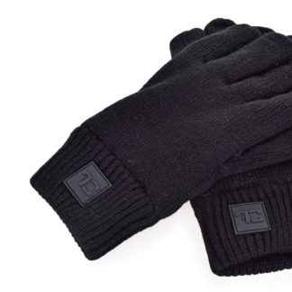 FC38881 Zimowe rękawiczki dzianinowe z ciepłą, miękką podszewką i aplikacją logo FC