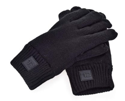 FC38881 Zimowe rękawiczki dzianinowe z ciepłą, miękką podszewką i aplikacją logo FC