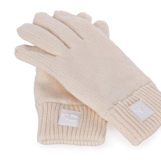 FC38891 Zimowe rękawiczki dzianinowe z ciepłą, miękką podszewką i aplikacją logo FC