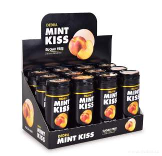DS04331 Zestaw 12 szt. miętowe odświeżające pastylki bez cukru, MINT KISS, peach mint
